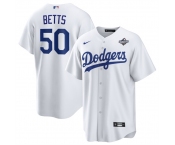 Men's Los Angeles Dodgers #50 Mookie Betts White 2025 World Series Home Cool Base Stitched Baseball Jersey