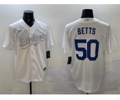 Men's Los Angeles Dodgers #50 Mookie Betts White Fashion Cool Base Stitched Baseball Jersey