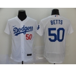 Men's Los Angeles Dodgers #50 Mookie Betts  White Flexbase Authentic Collection Baseball Jersey
