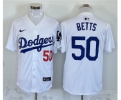 Men's Los Angeles Dodgers #50 Mookie Betts White Home Limited Stitched Baseball Jersey
