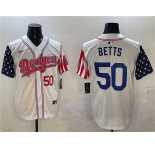 Men's Los Angeles Dodgers #50 Mookie Betts White Limited Stitched Baseball Jersey