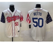 Men's Los Angeles Dodgers #50 Mookie Betts White Limited Stitched Baseball Jersey
