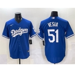 Men's Los Angeles Dodgers #51 Alex Vesia Blue Cool Base Stitched Baseball Jersey