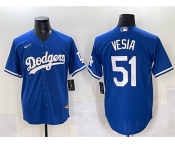 Men's Los Angeles Dodgers #51 Alex Vesia Blue Cool Base Stitched Baseball Jersey