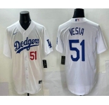 Men's Los Angeles Dodgers #51 Alex Vesia White Stitched Cool Base Nike Jersey