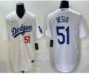 Men's Los Angeles Dodgers #51 Alex Vesia White Stitched Cool Base Nike Jersey