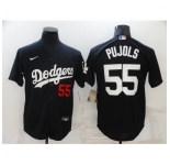 Men's Los Angeles Dodgers #55 Albert Pujols Black Nike Baseball Game Jersey