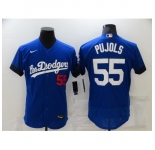 Men's Los Angeles Dodgers #55 Albert Pujols Blue Elite City Player Jersey