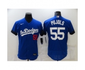 Men's Los Angeles Dodgers #55 Albert Pujols Blue Elite City Player Jersey