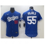 Men's Los Angeles Dodgers #55 Albert Pujols Blue Nike Road Flex Base Authentic Collection Baseball Jersey