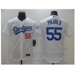 Men's Los Angeles Dodgers #55 Albert Pujols White Nike Road Flex Base Authentic Collection Baseball Jersey
