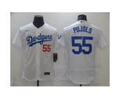 Men's Los Angeles Dodgers #55 Albert Pujols White Nike Road Flex Base Authentic Collection Baseball Jersey