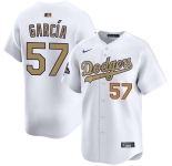 Mens Los Angeles Dodgers #57 Luis Garcia 2025 White Gold Collection Limited Jersey