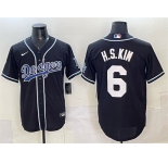 Men's Los Angeles Dodgers #6 H.S.Kim Black Cool Base Stitched Baseball Jersey