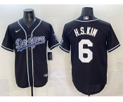 Men's Los Angeles Dodgers #6 H.S.Kim Black Cool Base Stitched Baseball Jersey