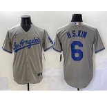 Men's Los Angeles Dodgers #6 H.S.Kim Gray Cool Base Stitched Baseball Jersey
