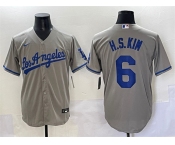 Men's Los Angeles Dodgers #6 H.S.Kim Gray Cool Base Stitched Baseball Jersey