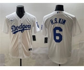 Men's Los Angeles Dodgers #6 H.S.Kim White Cool Base Stitched Baseball Jersey