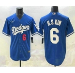 Men's Los Angeles Dodgers #6 Hyeseong Kim Blue Cool Base Jersey