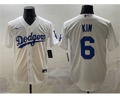 Men's Los Angeles Dodgers #6 Hyeseong Kim White Cool Base Stitched Baseball Jersey
