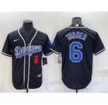 Men's Los Angeles Dodgers #6 Trea Turner Black Cool Base Stitched Baseball Jersey