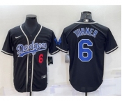 Men's Los Angeles Dodgers #6 Trea Turner Black Cool Base Stitched Baseball Jersey