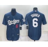 Men's Los Angeles Dodgers #6 Trea Turner Navy Cool Base Stitched Baseball Jersey