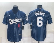 Men's Los Angeles Dodgers #6 Trea Turner Navy Cool Base Stitched Baseball Jersey