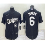 Men's Los Angeles Dodgers #6 Trea Turner Number Black Turn Back The Clock Stitched Cool Base Jersey