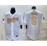 Men's Los Angeles Dodgers #6 Trea Turner White 2022 All Star Stitched Flex Base Nike Jersey