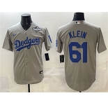 Men's Los Angeles Dodgers #61 Will Klein Gray 2025 World Series Patch Cool Base Stitched Baseball Jersey