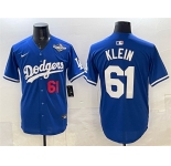 Men's Los Angeles Dodgers #61 Will Klein Royal 2025 World Series Limited Stitched Baseball Jersey