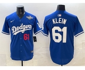 Men's Los Angeles Dodgers #61 Will Klein Royal 2025 World Series Limited Stitched Baseball Jersey