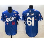 Men's Los Angeles Dodgers #61 Will Klein Royal 2025 World Series Patch Tokyo Series Limited Stitched Baseball Jersey