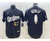 Men's Los Angeles Dodgers #67 Vin Scully Black Gold Big Logo With Vin Scully Patch Stitched Jersey