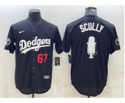Men's Los Angeles Dodgers #67 Vin Scully Black Red Big Logo With Vin Scully Patch Stitched Jersey
