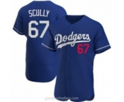 Men's Los Angeles Dodgers #67 Vin Scully Blue Stitched MLB Flex Base Nike Jersey