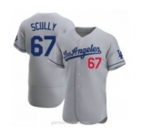 Men's Los Angeles Dodgers #67 Vin Scully Gray Stitched MLB Flex Base Nike Jersey