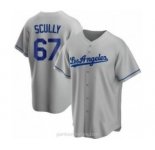 Men's Los Angeles Dodgers #67 Vin Scully Grey With Los Stitched MLB Cool Base Nike Jersey