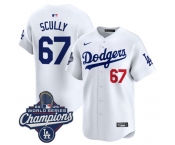 Men's Los Angeles Dodgers #67 Vin Scully White 2025 Champions Stitched Baseball Jersey