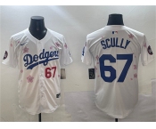 Men's Los Angeles Dodgers #67 Vin Scully White 2025 Tokyo Series Limited Stitched Baseball Jersey
