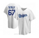 Men's Los Angeles Dodgers #67 Vin Scully White Stitched MLB Cool Base Nike Jersey