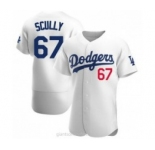 Men's Los Angeles Dodgers #67 Vin Scully White Stitched MLB Flex Base Nike Jersey
