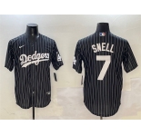 Men's Los Angeles Dodgers #7 Blake Snell Black Cool Base Stitched Baseball Jersey