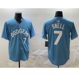 Men's Los Angeles Dodgers #7 Blake Snell Light Blue Limited Stitched Baseball Jersey