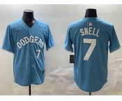 Men's Los Angeles Dodgers #7 Blake Snell Light Blue Limited Stitched Baseball Jersey