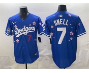 Men's Los Angeles Dodgers #7 Blake Snell Royal 2025 World Series Champions Patch Tokyo Series Limited Stitched Baseball Jersey