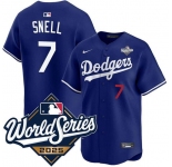 Men's Los Angeles Dodgers #7 Blake Snell Royal 2025 World Series Limited Stitched Baseball Jersey