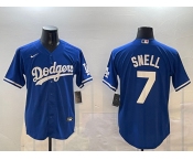 Men's Los Angeles Dodgers #7 Blake Snell Royal Cool Base Stitched Baseball Jersey
