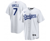 Men's Los Angeles Dodgers #7 Blake Snell White 2024 Cool Base Stitched Baseball Jersey